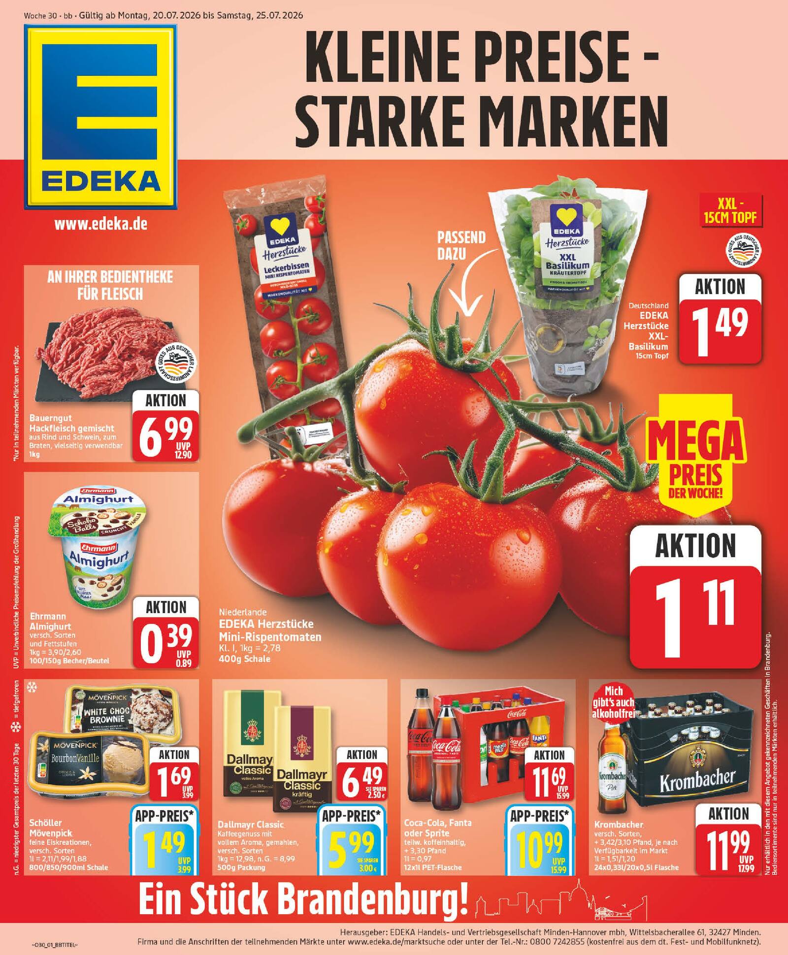 Edeka Prospekt ab Montag - Brandenburg Seite 1