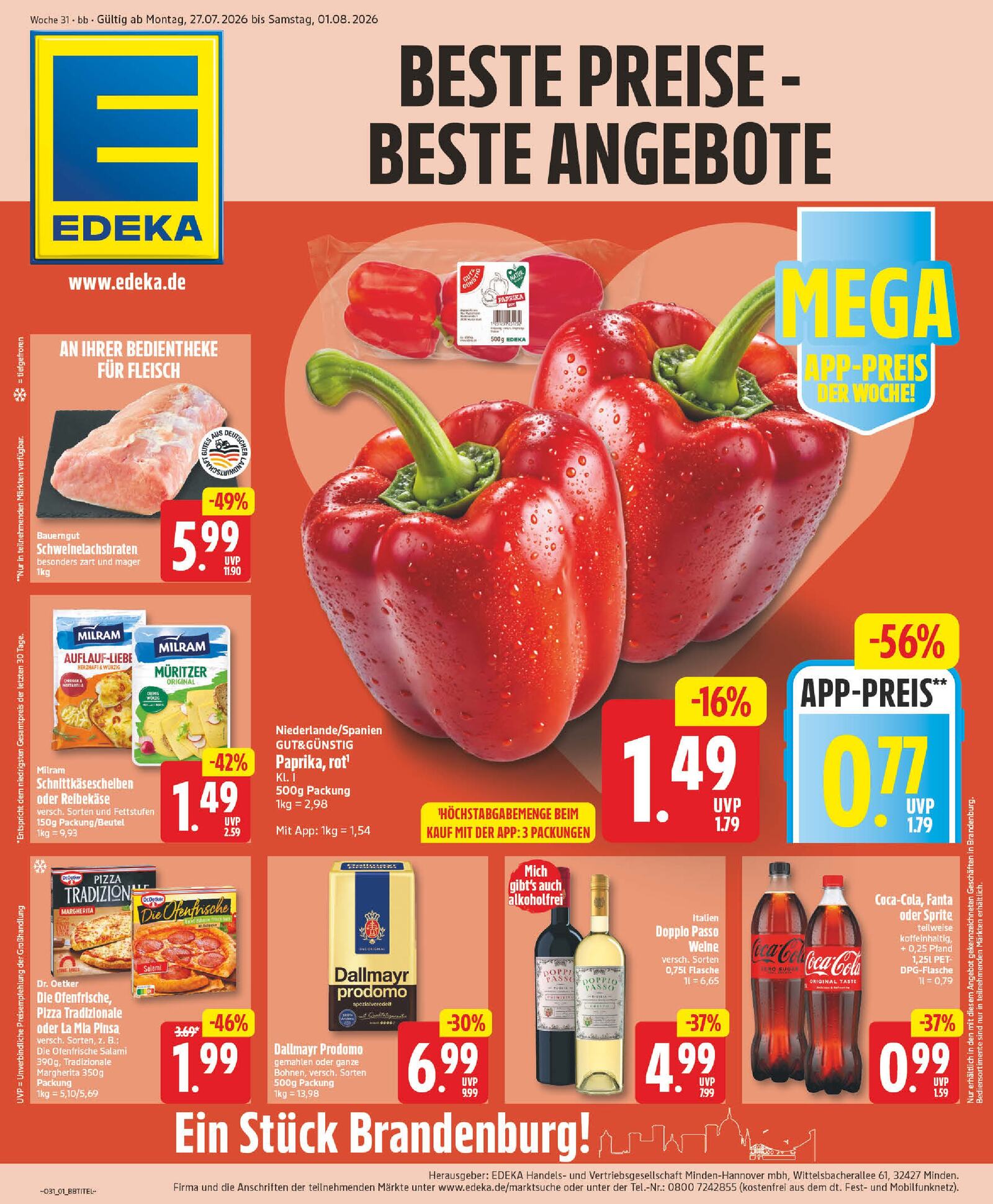 Edeka Prospekt ab Montag - Brandenburg Seite 1