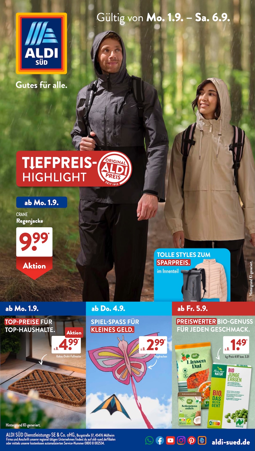 Page 1 of leaflet Aldi Süd Prospekt ab Montag
