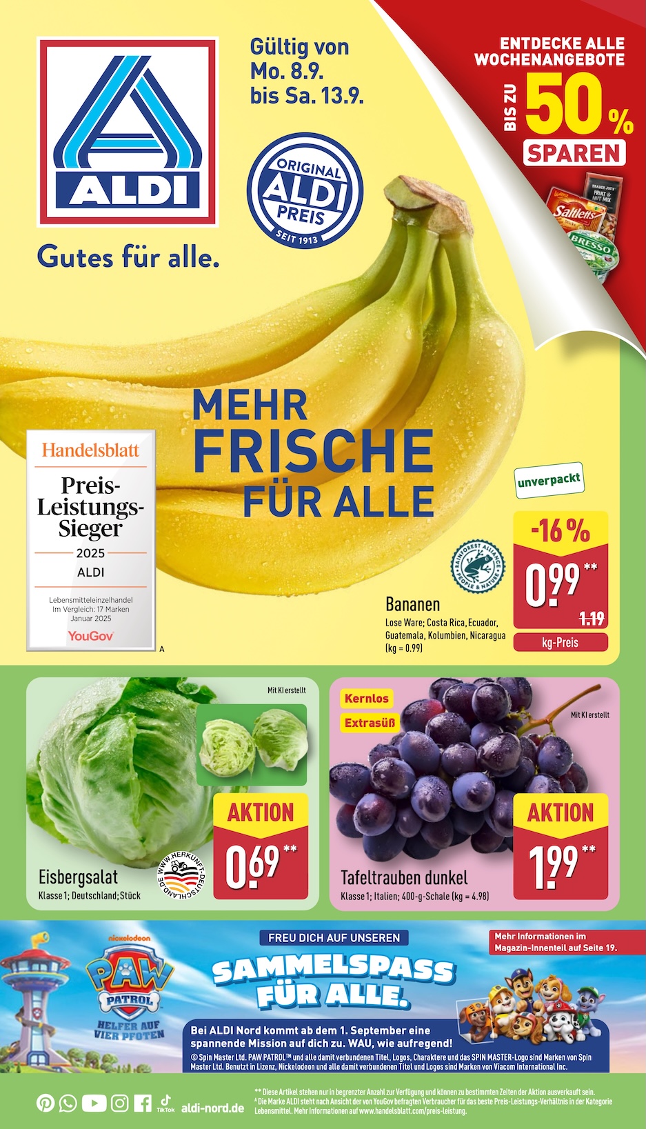 Page 1 of leaflet Aldi Nord Prospekt ab Montag