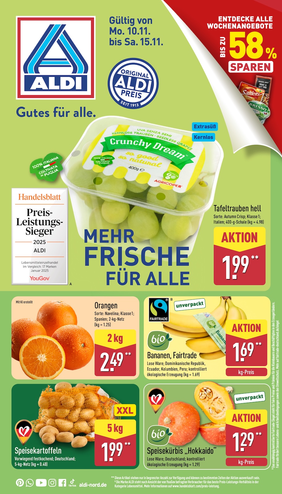 Page 1 of leaflet Aldi Nord Prospekt ab Montag