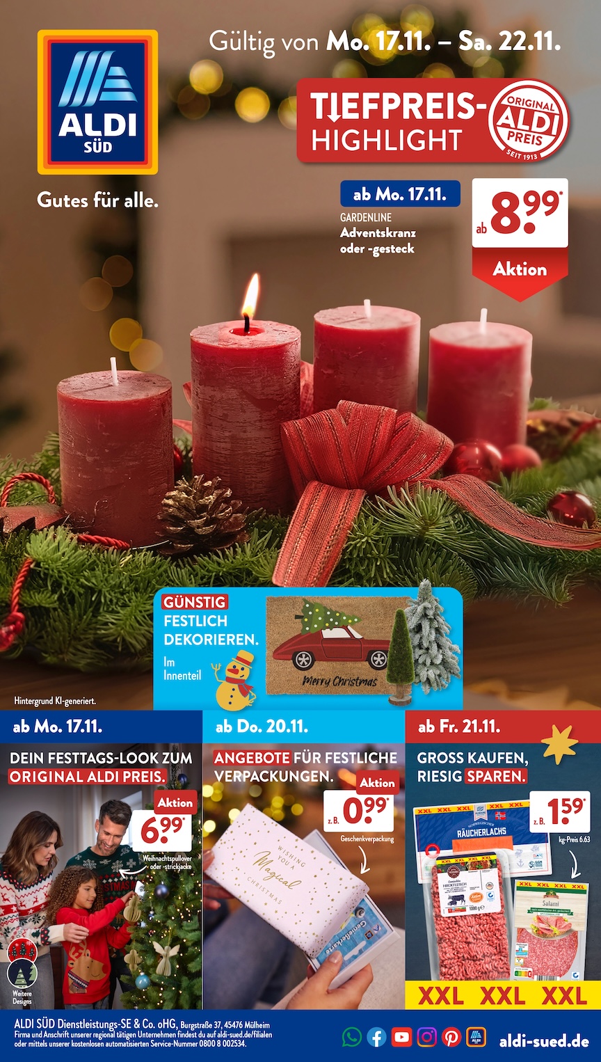 Page 1 of leaflet Aldi Süd Prospekt ab Montag