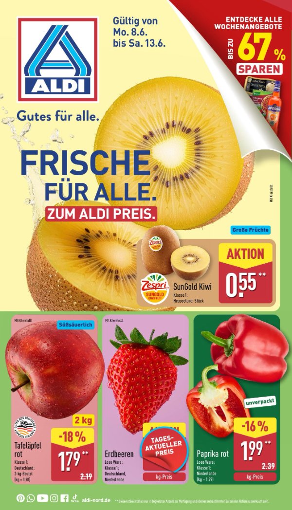 Page 1 of leaflet Aldi Nord Prospekt ab Montag